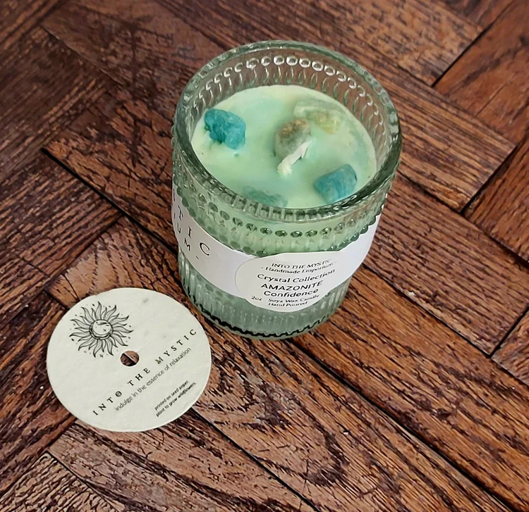 amazonite crystal candle
