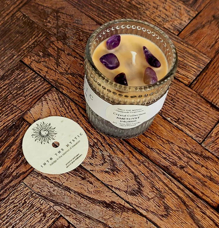amethyst crystal candle