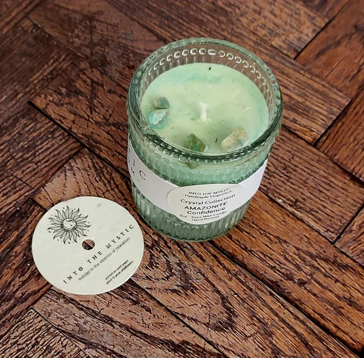 aquamarine crystal candle