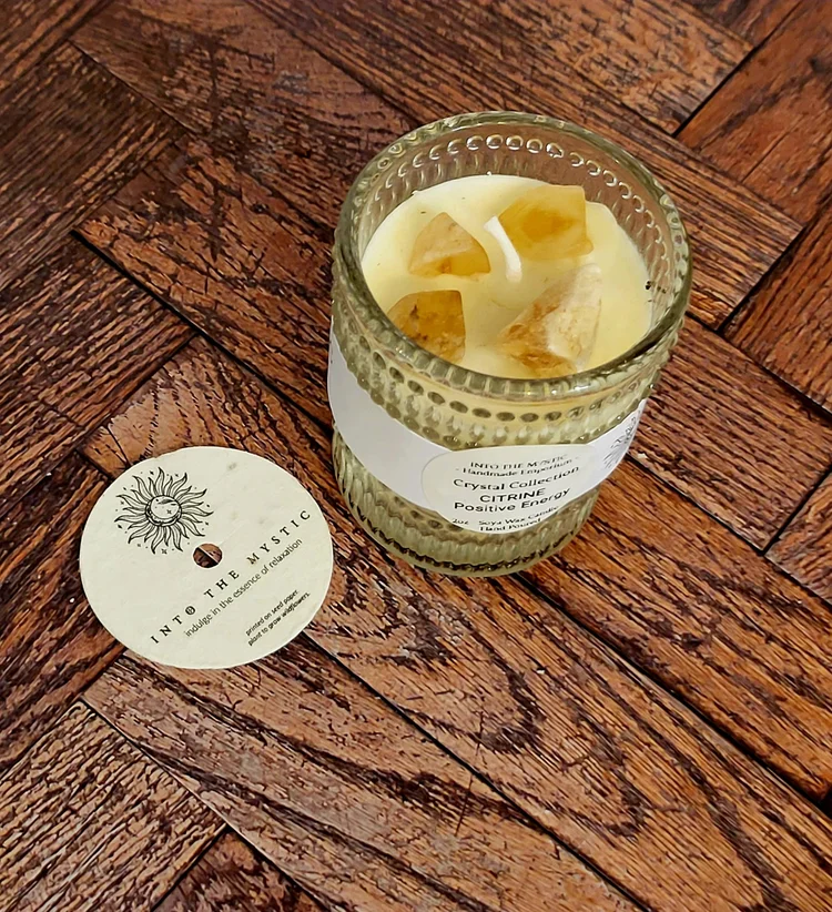 citrine crystal candle