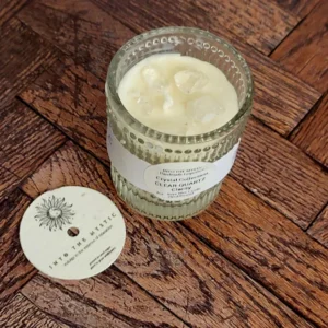 clear quartz crystal candle