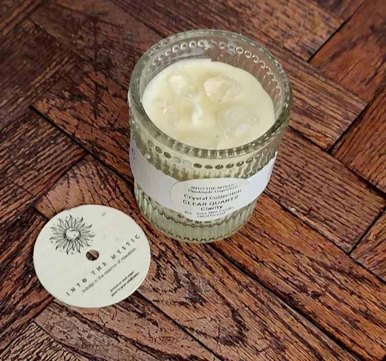 clear quartz crystal candle