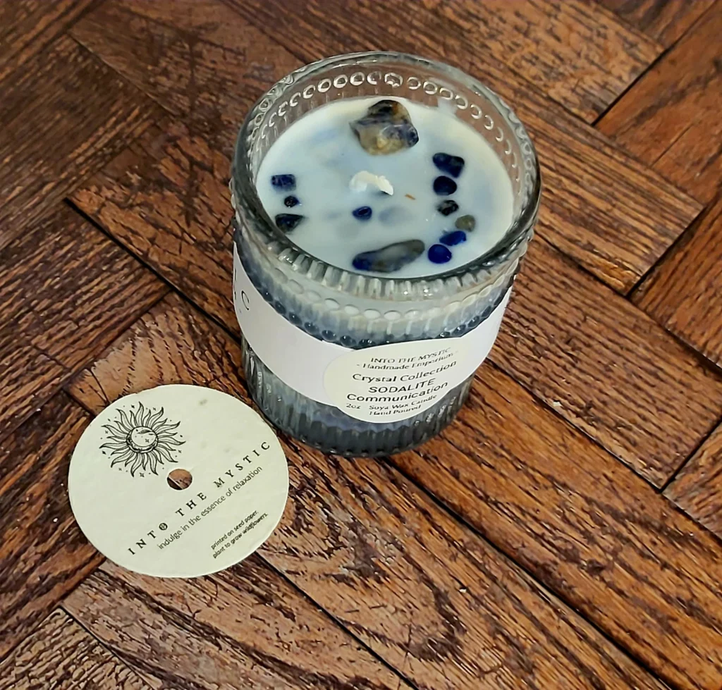 sodalite crystal candle