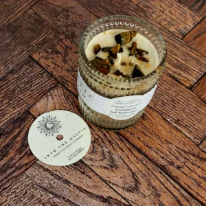 tiger's eye crystal candle