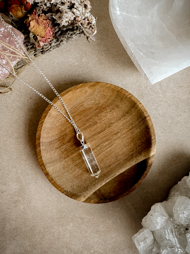 clear quartz necklace