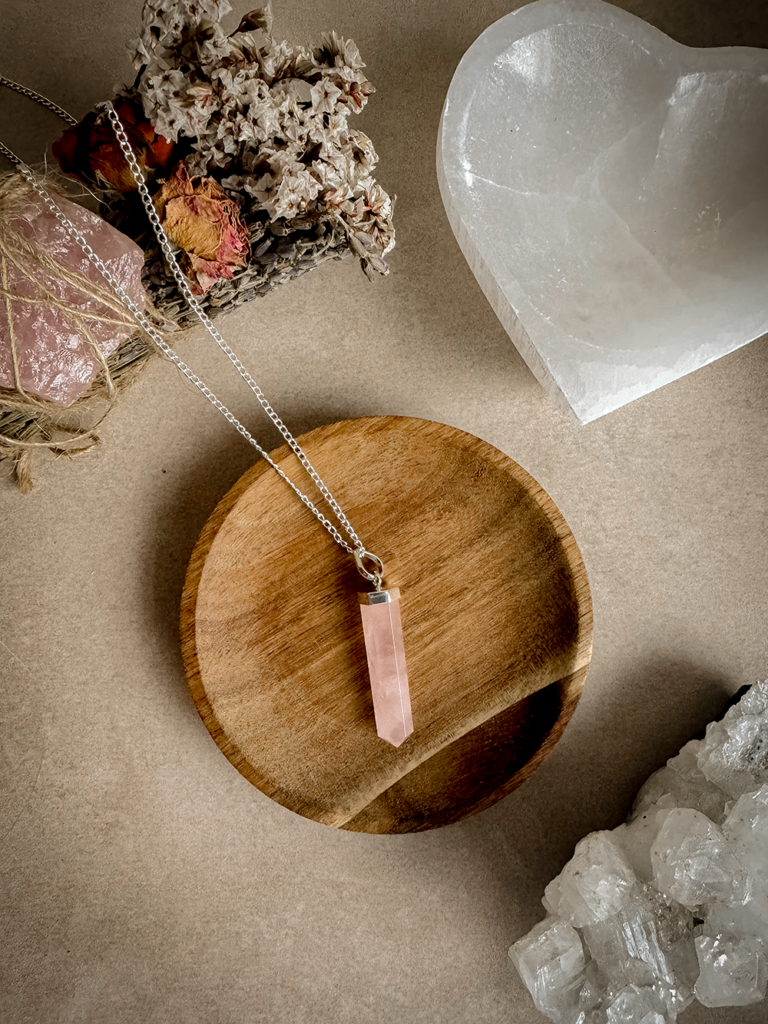 rose quartz necklace